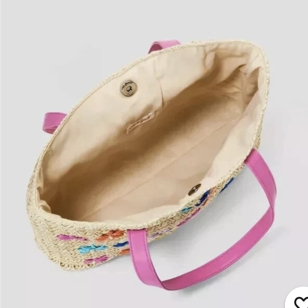 Cat And Jack Floral Straw Shoulder Bag NWT - Picture 2 of 5